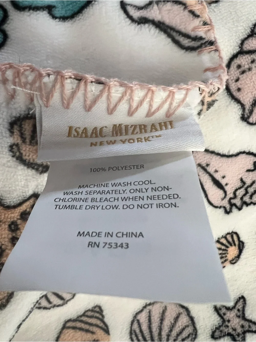 Isaac Mizrahi White Plush Blanket with Teal & Blush Summer Print